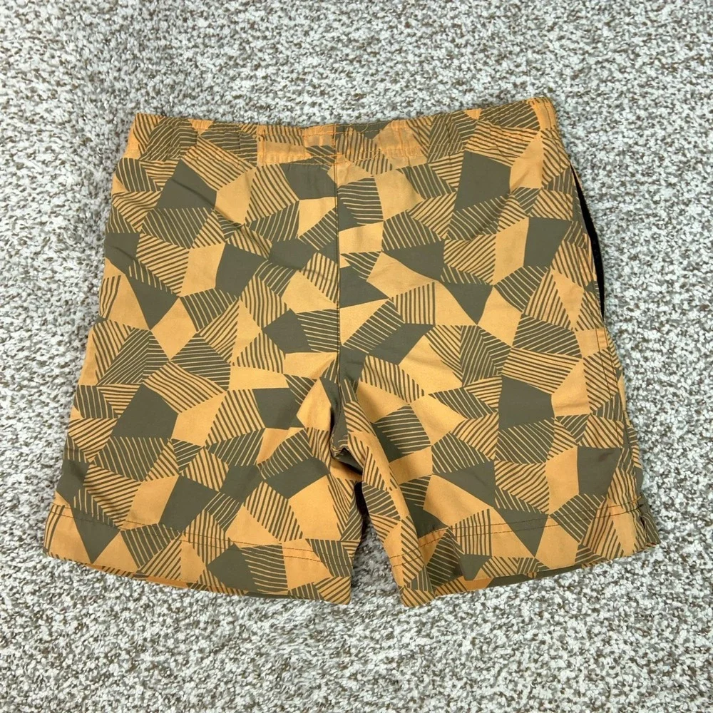 Patagonia Shorts Boys XS Orange Geometric Lined Drawstring Hiking Gorp Logo